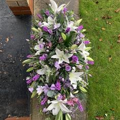 Lilac And White Coffin Spray