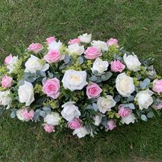 White &amp; Pink Rose Casket Spray