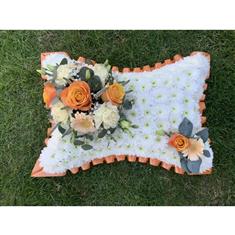 Peach White Based Pillow  